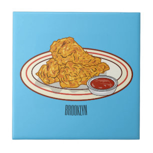 Fried chicken cartoon illustration tile