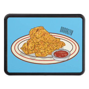 Fried chicken cartoon illustration trailer hitch cover