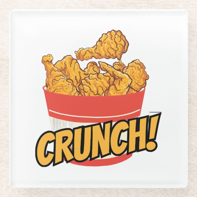 Fried-chicken Glass Coaster (Front)