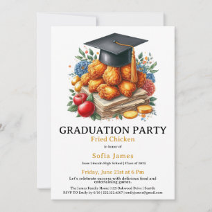 Fried Chicken Graduation Party Celebration Invitation