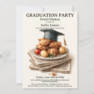 Fried Chicken Graduation Party Celebration Invitation