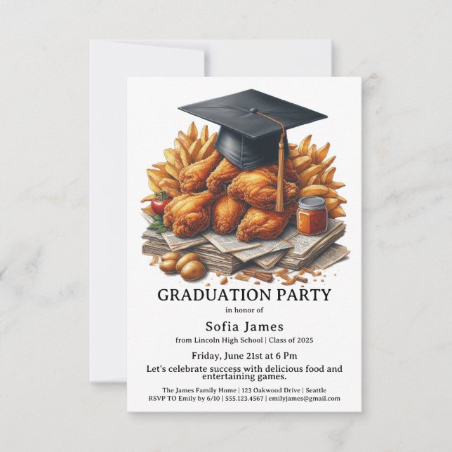 Fried Chicken Graduation Party Celebration Invitation (Front)