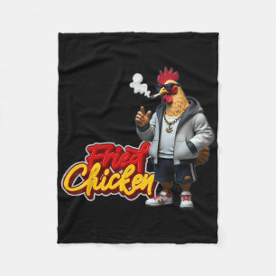 Fried Chicken Hip-hop Smoking Fleece Blanket
