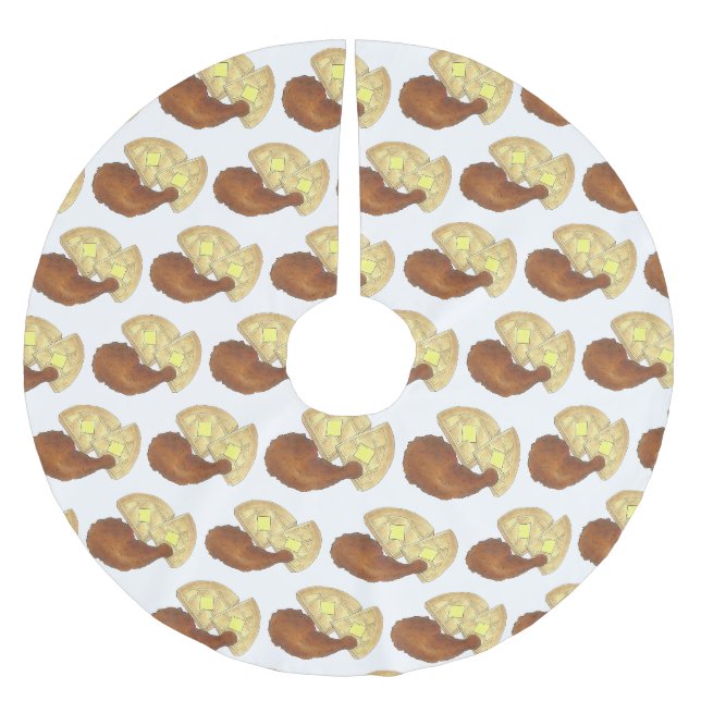 Fried Chicken Leg and Waffles Soul Southern Food Brushed Polyester Tree Skirt (Front)