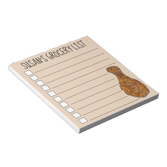 Fried Chicken Leg Drumstick Grocery Shopping List Notepad (Angled)