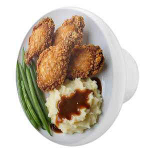 Fried Chicken, Mashed Potatoes and Green Beans Ceramic Knob
