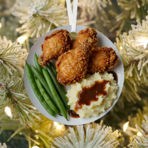 Fried Chicken, Mashed Potatoes and Green Beans Metal Ornament