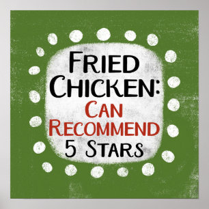 Fried Chicken Review 5 Stars Poster Wall Art