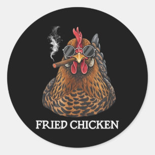 Fried Chicken Smoking Funny Stoner Weed Meme  Classic Round Sticker