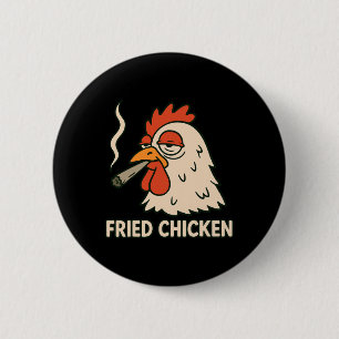 Fried Chicken Smoking Joint Funny Weed Lover _8 2 Inch Round Button