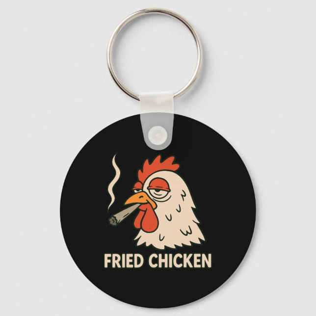 Fried Chicken Smoking Joint Funny Weed Lover _8  Keychain (Front)