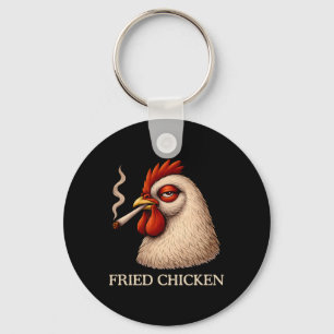 Fried Chicken Smoking Joint Funny Weed Lover Keychain