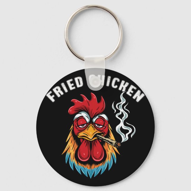 Fried Chicken Smoking Weed Stoner Day  Keychain (Front)