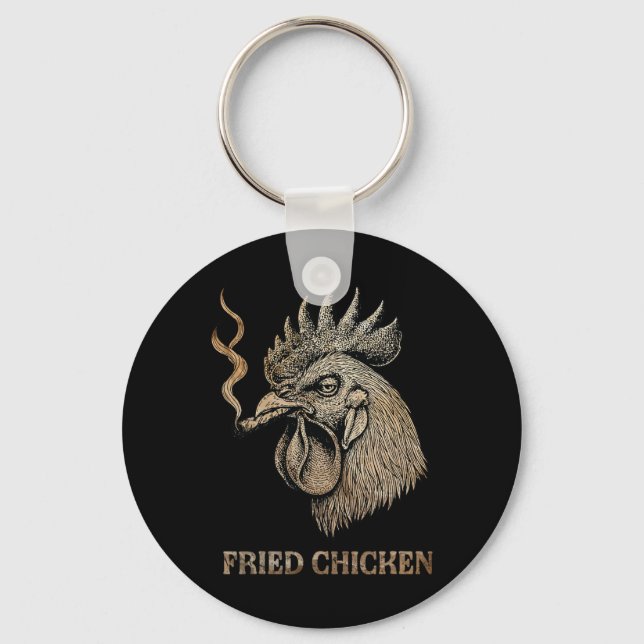 Fried Chicken Smoking Weed Stoner  Keychain (Front)