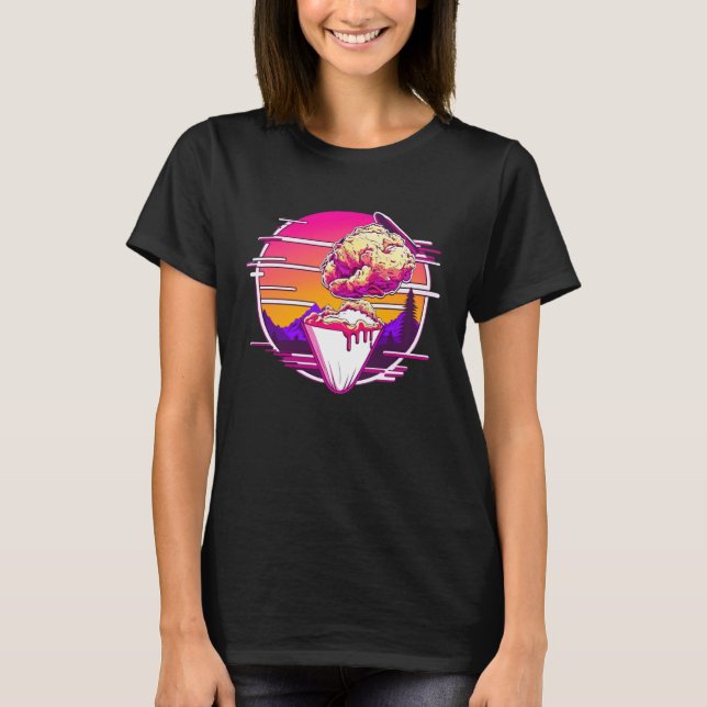 Fried Chicken Synthwave 80s Retrowave Aesthetic T-Shirt (Front)
