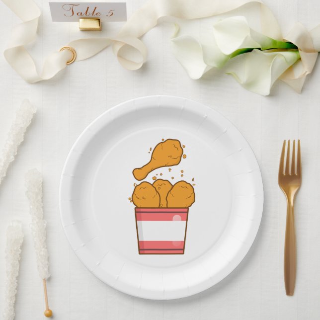 Fried Chicken With Bucket Paper Plate (Wedding)