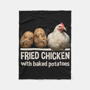 Fried Chicken With Ked Potatoes Funny Smoking Bird Fleece Blanket