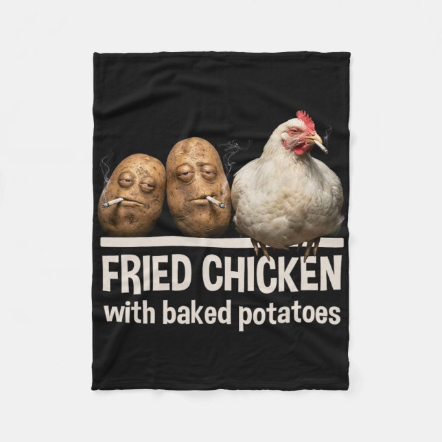 Fried Chicken With Ked Potatoes Funny Smoking Bird Fleece Blanket (Front)