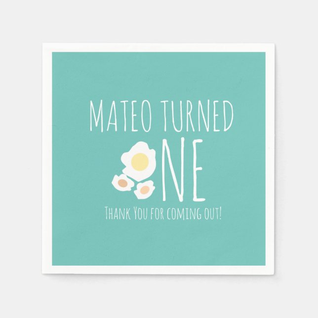 Fried Egg First Birthday Thank You  Napkin (Front)