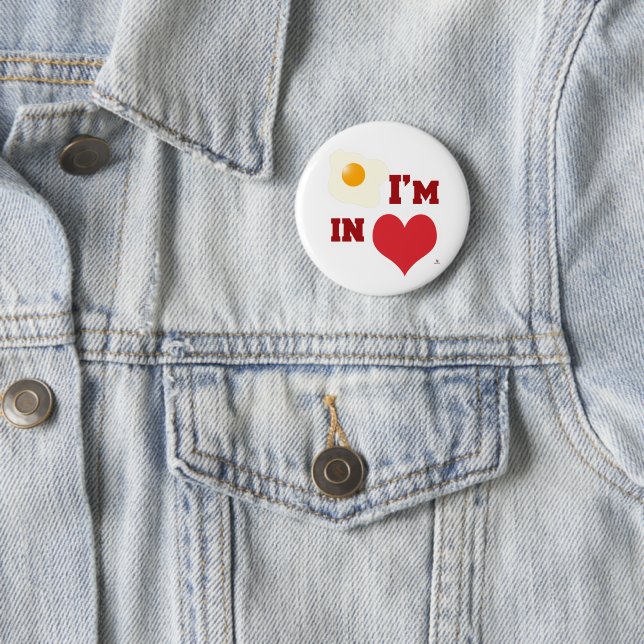 Fried Egg I Am In Love Fun Heart Design 2 Inch Round Button (In Situ)