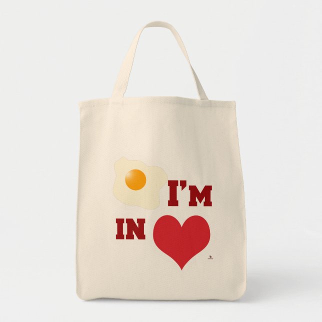 Fried Egg I Am In Love Fun Heart Epic Logo Tote Bag (Front)
