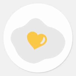 Fried egg love heart classic round sticker