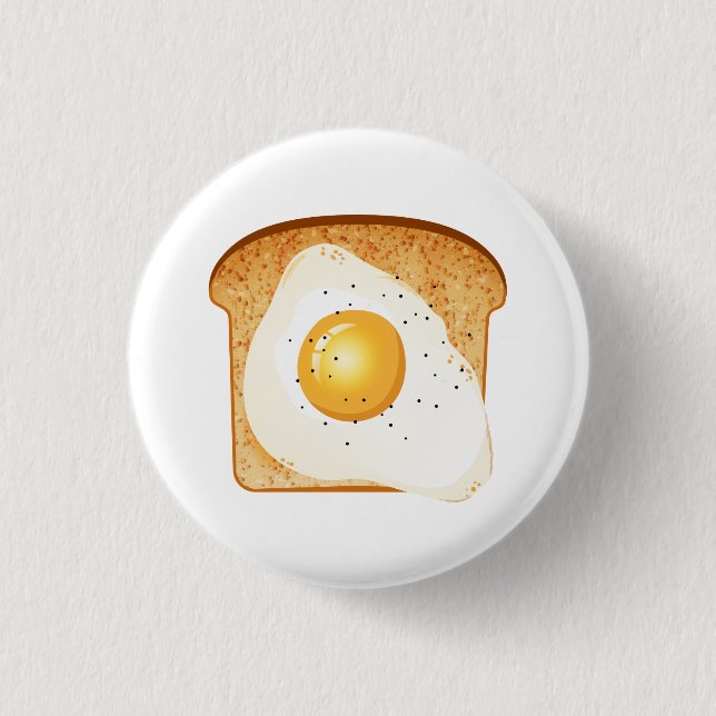 Fried egg on toast 1 inch round button (Front)