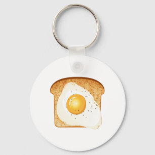 Fried egg on toast keychain