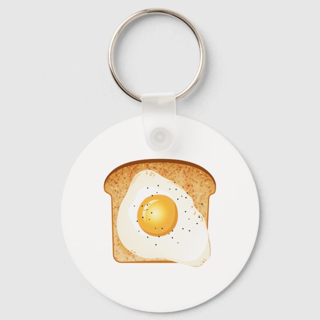 Fried egg on toast keychain (Front)