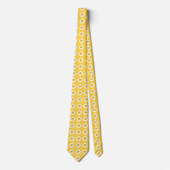 Fried Egg Pattern Funny Birthday BBQ Humour Tie (Front)