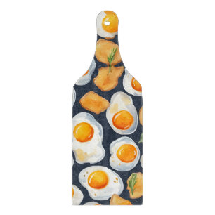Fried Egg & Toast Seamless Pattern  Kitchen Art Cutting Board