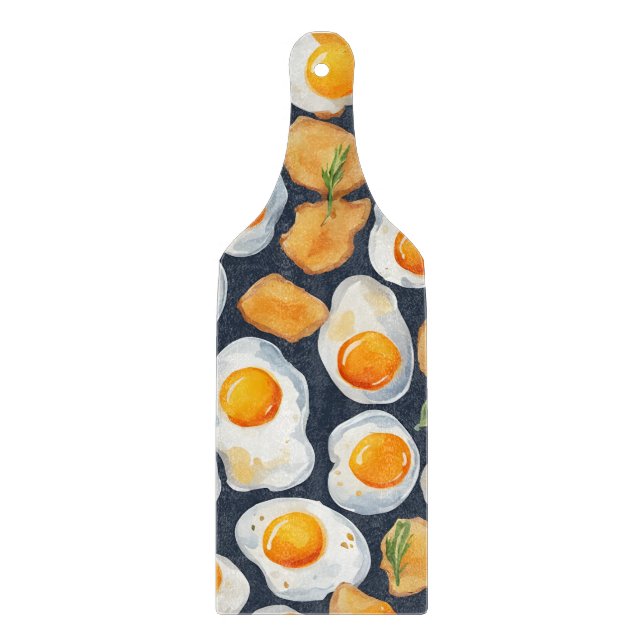 Fried Egg & Toast Seamless Pattern |Kitchen Art Cutting Board (Front)
