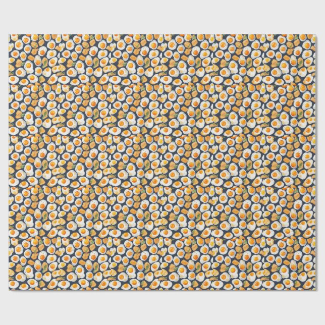 Fried Egg & Toast Seamless Pattern |Kitchen Art Wrapping Paper (Flat)