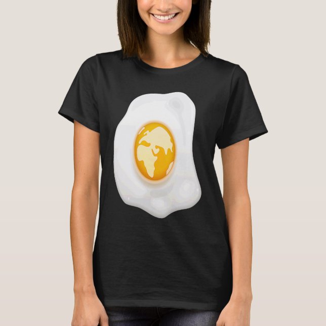 Fried Egg With Earth Globe on Yolk Costume T-Shirt (Front)