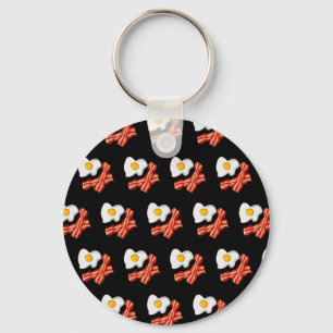 Fried Eggs Bacon Breakfast Lovers Foodie Junk Food Keychain