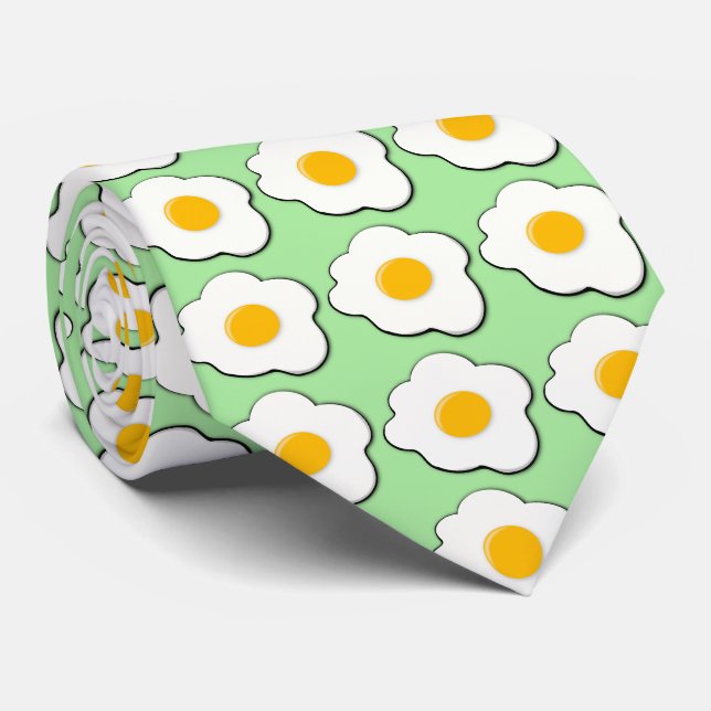 fried eggs for breakfast with green background tie (Rolled)