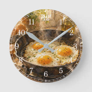 Fried Eggs in a Pan Wall Clock — Fun Kitchen Desig