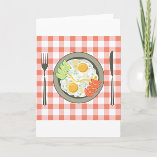 Fried Eggs On A Plate Greeting Cards