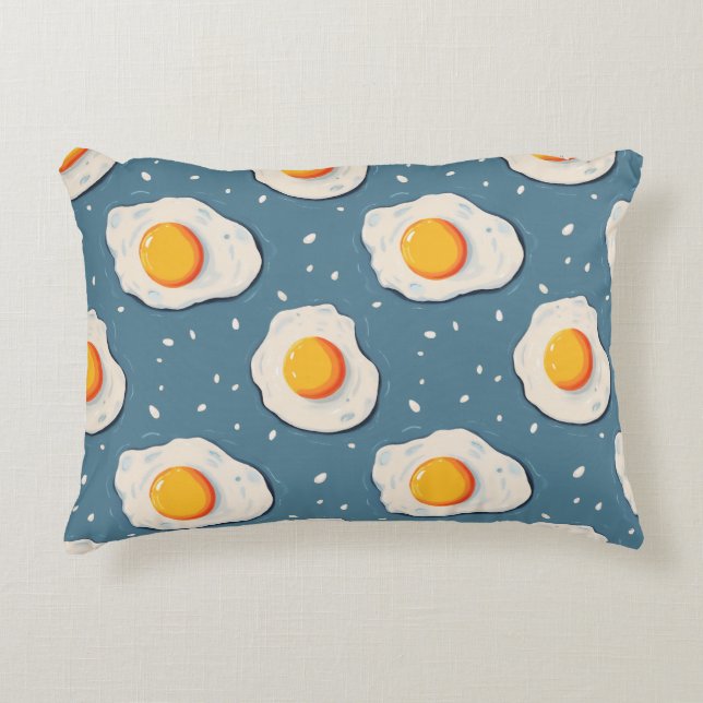 Fried Eggs on Blue Accent Pillow (Front)
