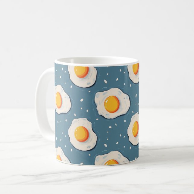 Fried Eggs on Blue Coffee Mug (Front Left)