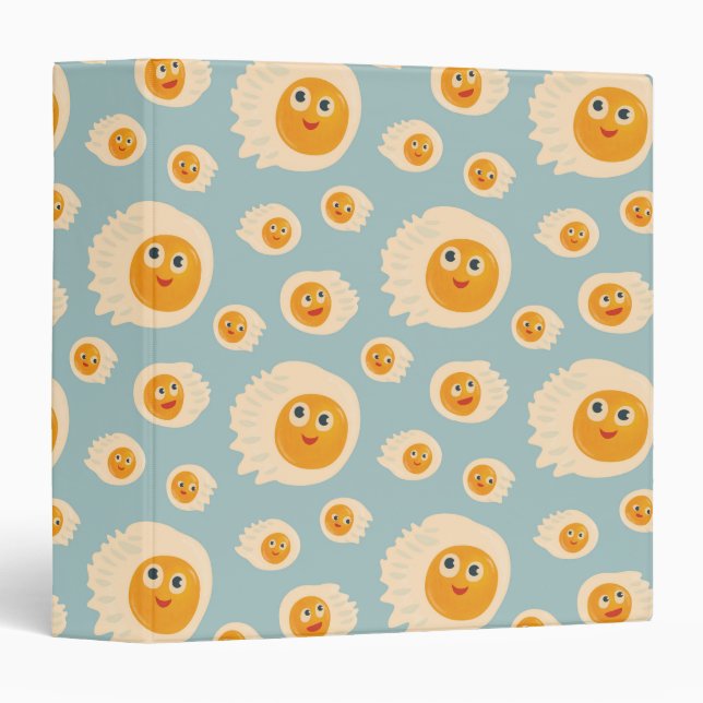 Fried Eggs Pattern Cute Food Binder (Front/Spine)