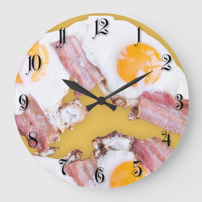 Fried eggs with bacon large clock (Front)