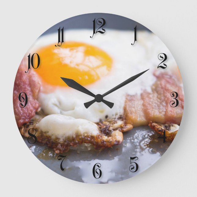 Fried eggs with bacon large clock (Front)