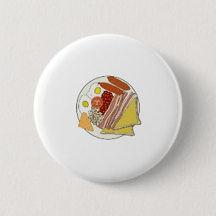 Fried English Breakfast Plate 2 Inch Round Button