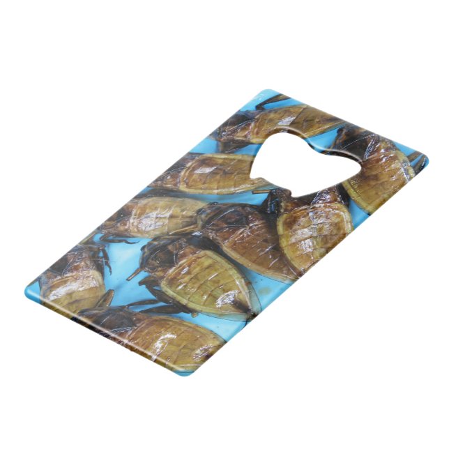 Fried Giant Water Bug (Maeng Daa) ... Asian Food Credit Card Bottle Opener (Back Angled)
