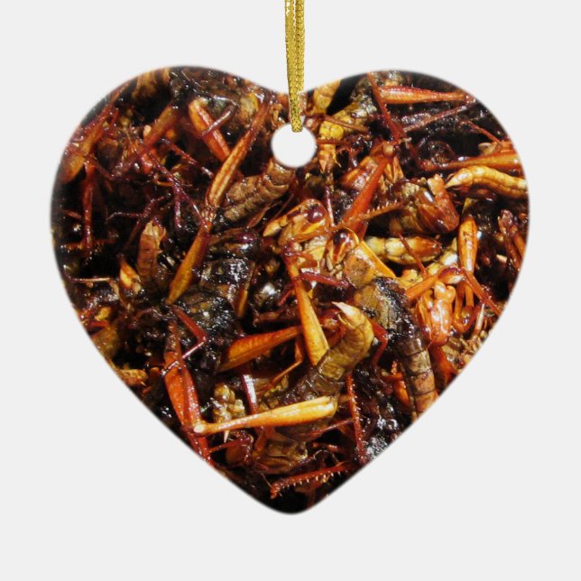 Fried Grasshopper (Takkataen Thot) Asian Food Ceramic Ornament (Front)