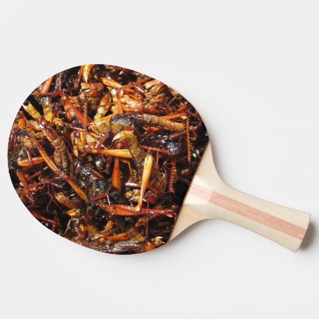 Fried Grasshopper (Takkataen Thot) Asian Food Ping Pong Paddle (Side)