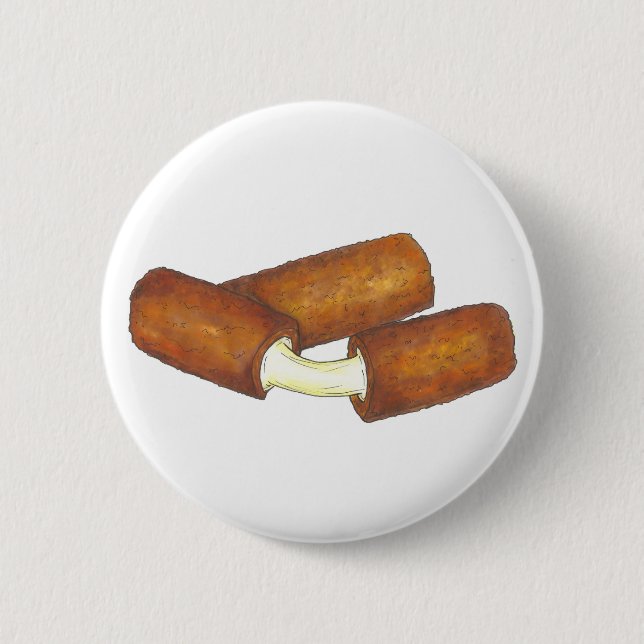 Fried Mozzarella Sticks Cheese Junk Food Foodie 2 Inch Round Button (Front)