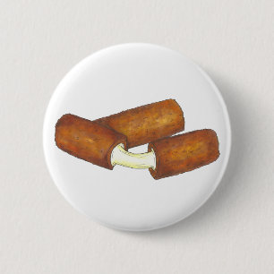 Fried Mozzarella Sticks Cheese Junk Food Foodie 2 Inch Round Button