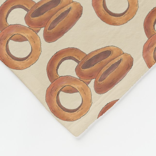 Fried Onion Rings Junk Fast Food Foodie Print Fleece Blanket (Corner)